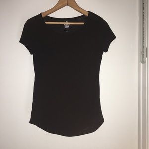 Blue swoop neck shirt